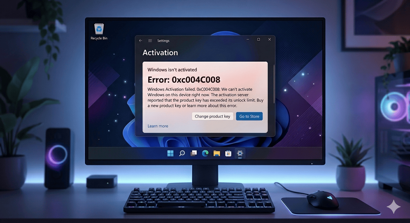 Ошибка активации 0xC004C008 в Windows 11